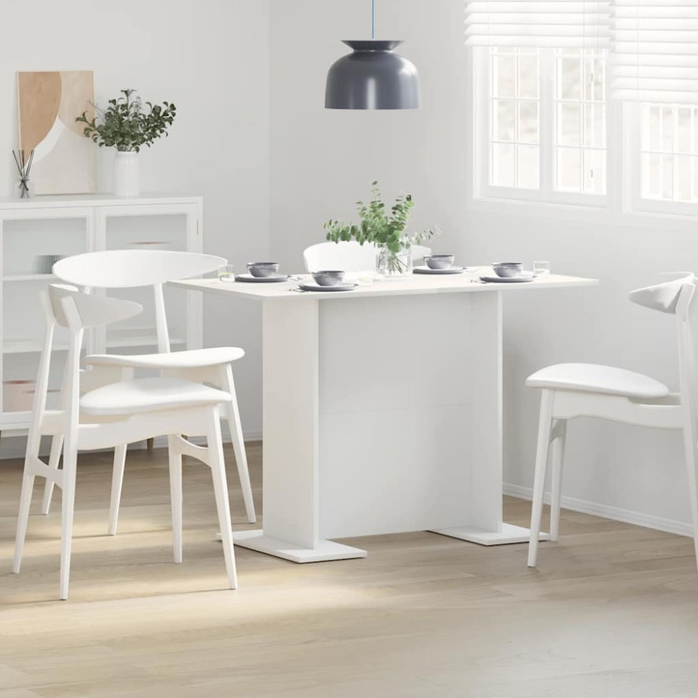 vidaXL Τραπεζαρία 110 x 60 x 75 cm Επεξεργασμένο Ξύλο Λευκό Ορθογώνιος