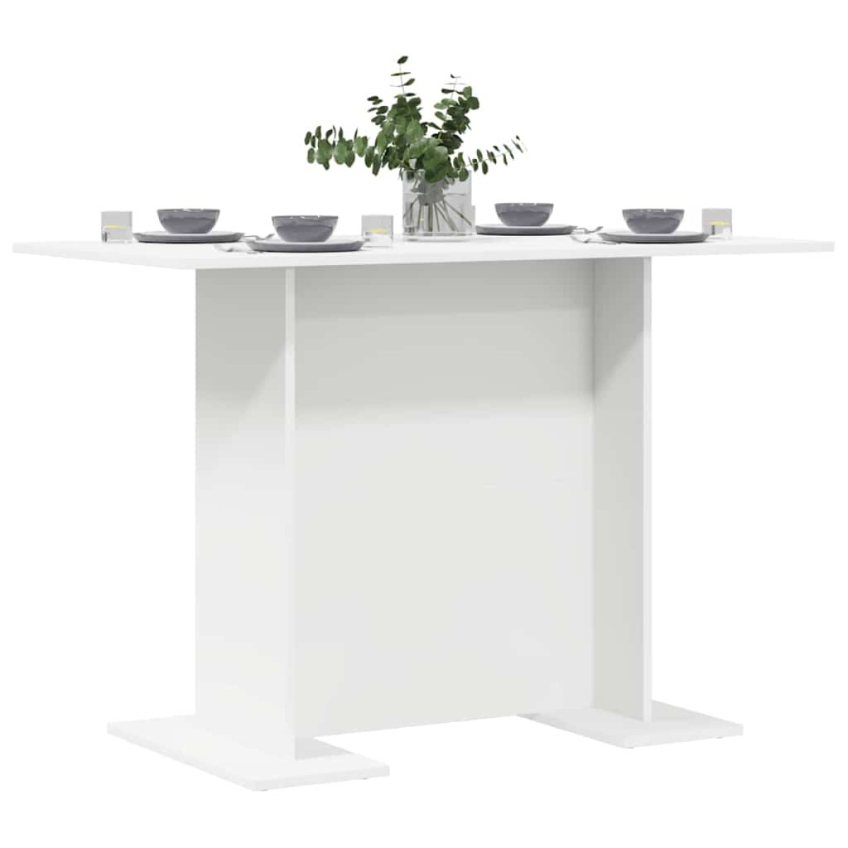 vidaXL Τραπεζαρία 110 x 60 x 75 cm Επεξεργασμένο Ξύλο Λευκό Ορθογώνιος