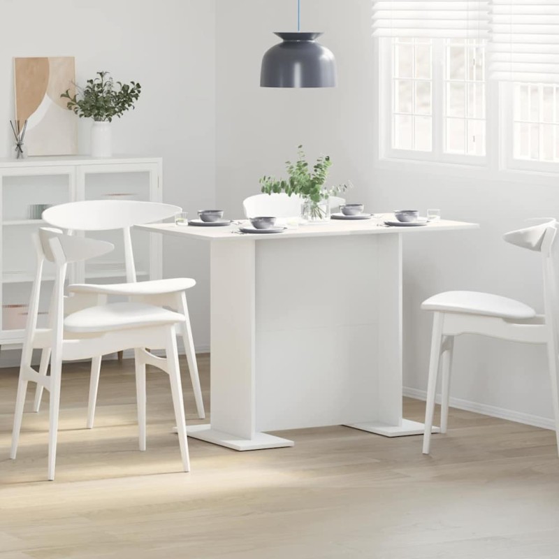 vidaXL Τραπεζαρία 110 x 60 x 75 cm Επεξεργασμένο Ξύλο Λευκό Ορθογώνιος