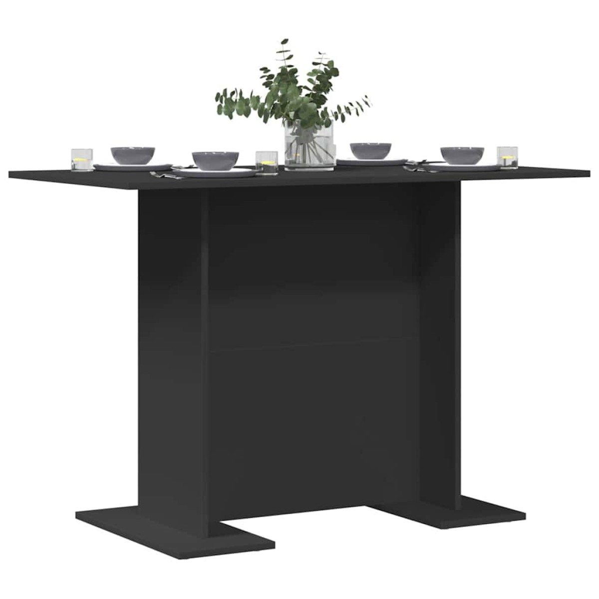 vidaXL Τραπεζαρία 110 x 60 x 75 cm Επεξεργασμένο Ξύλο Μαύρο Ορθογώνιος