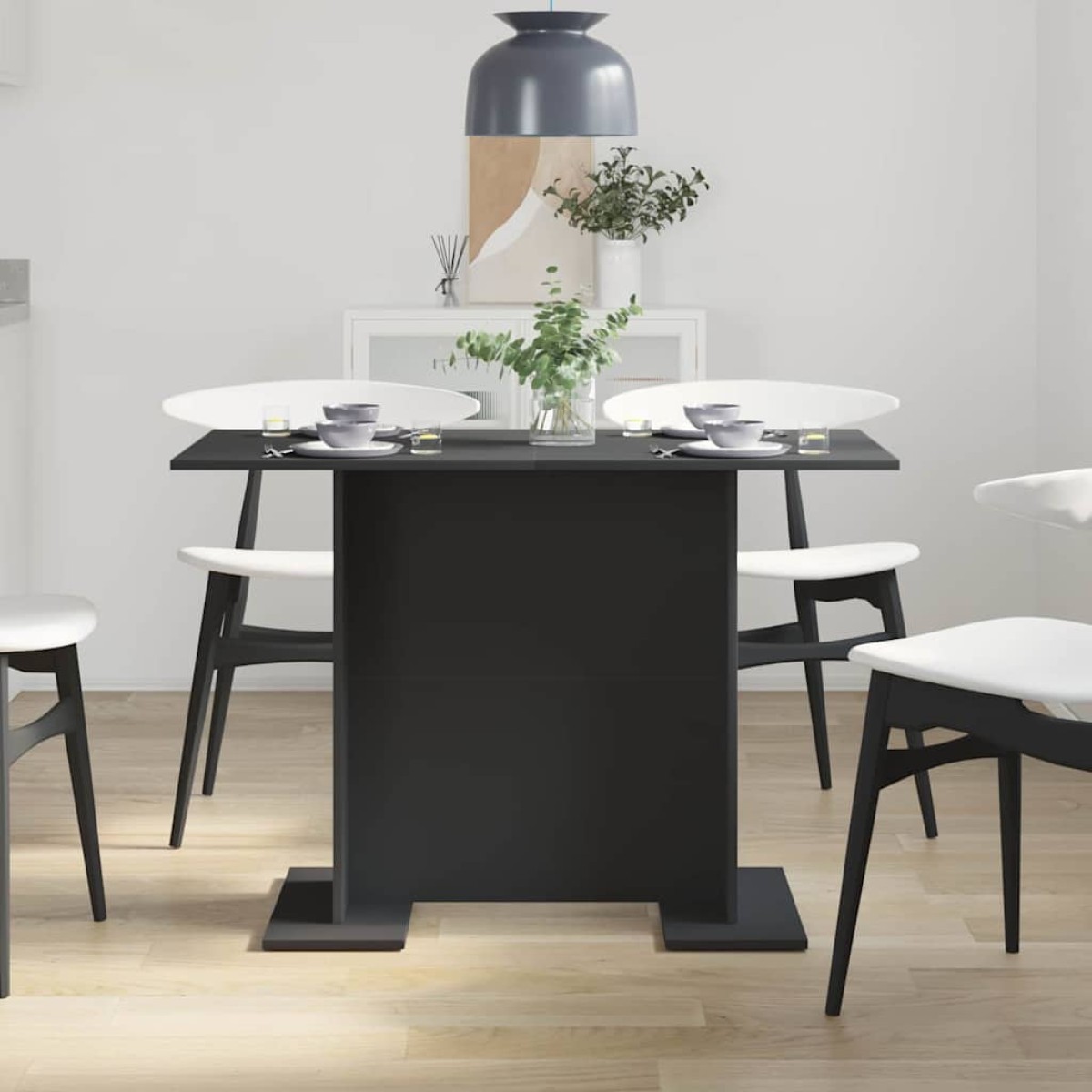 vidaXL Τραπεζαρία 110 x 60 x 75 cm Επεξεργασμένο Ξύλο Μαύρο Ορθογώνιος