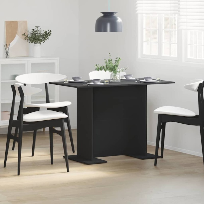 vidaXL Τραπεζαρία 110 x 60 x 75 cm Επεξεργασμένο Ξύλο Μαύρο Ορθογώνιος