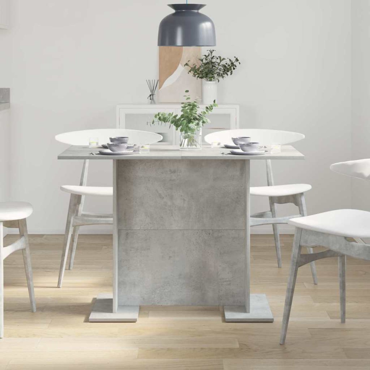 vidaXL Τραπεζαρία 110 x 60 x 75 cm Επεξεργασμένο Ξύλο Σκυρόδεμα Γκρι