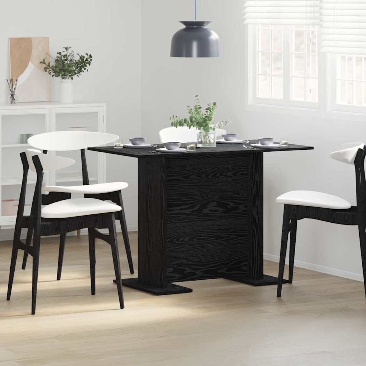 vidaXL Τραπεζαρία 110 x 60 x 75 cm Επεξεργασμένο Ξύλο Μαύρη Οξυά