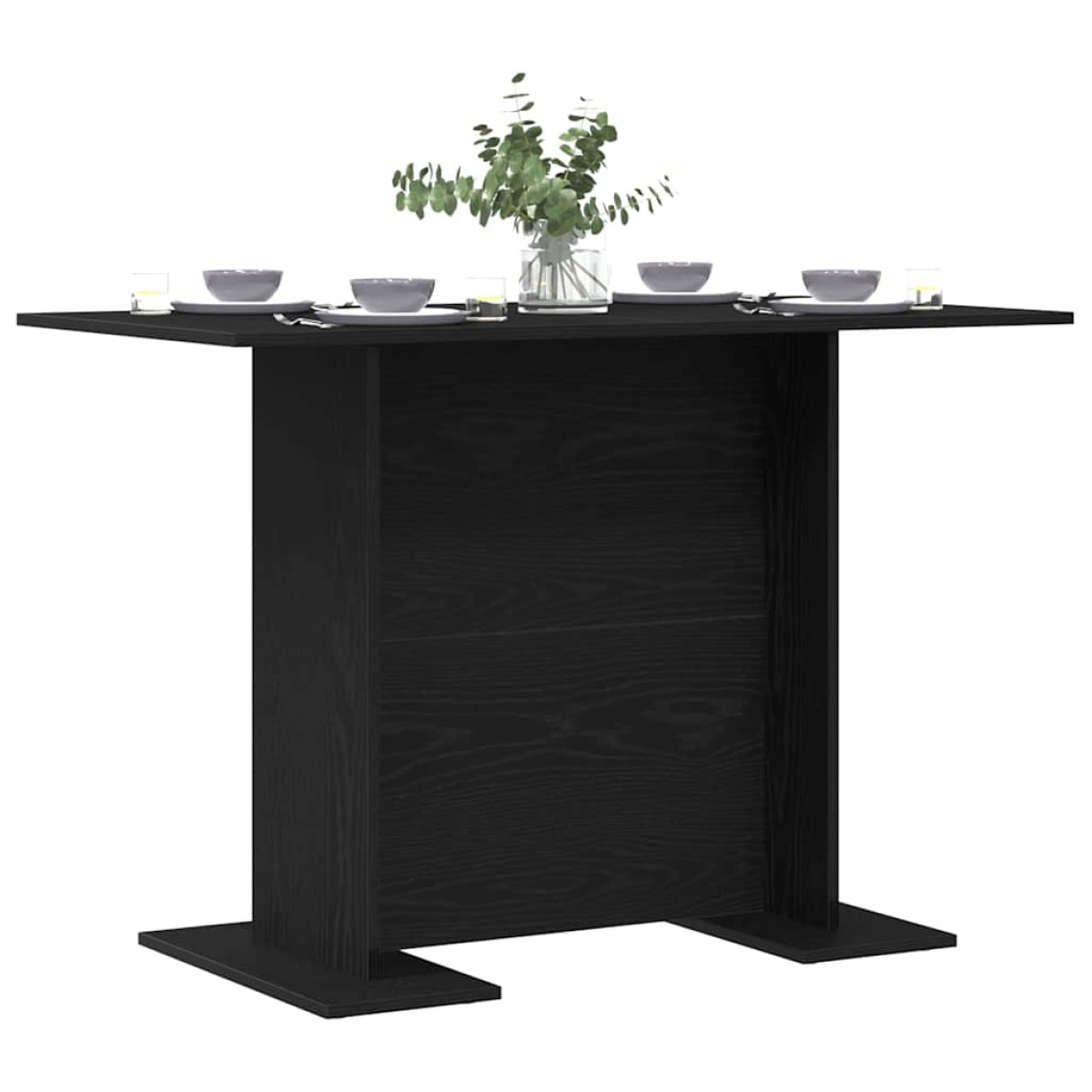 vidaXL Τραπεζαρία 110 x 60 x 75 cm Επεξεργασμένο Ξύλο Μαύρη Οξυά