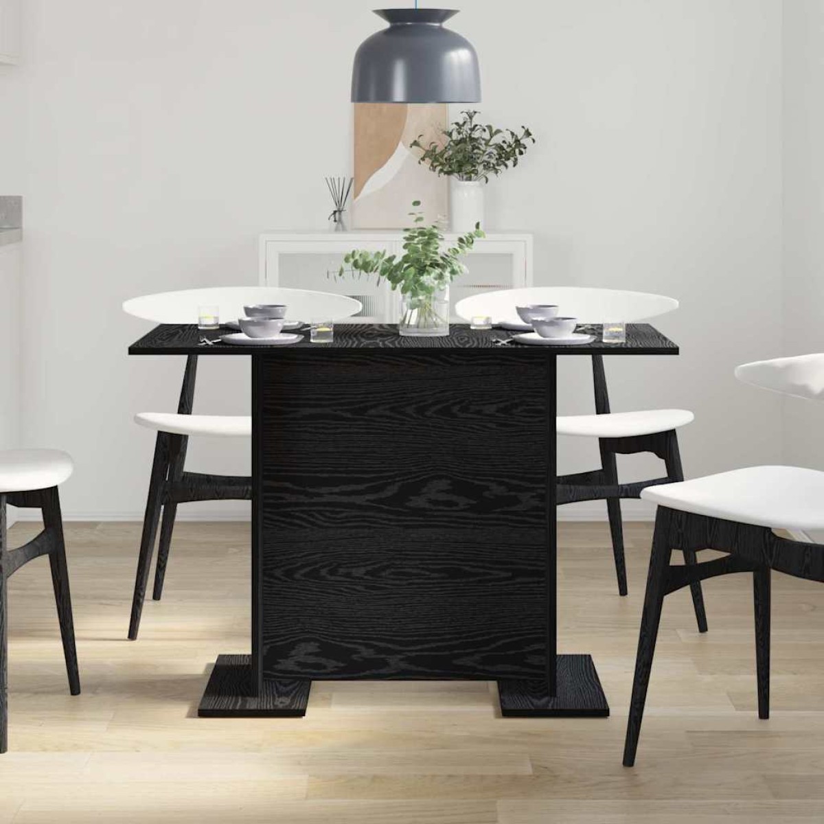 vidaXL Τραπεζαρία 110 x 60 x 75 cm Επεξεργασμένο Ξύλο Μαύρη Οξυά