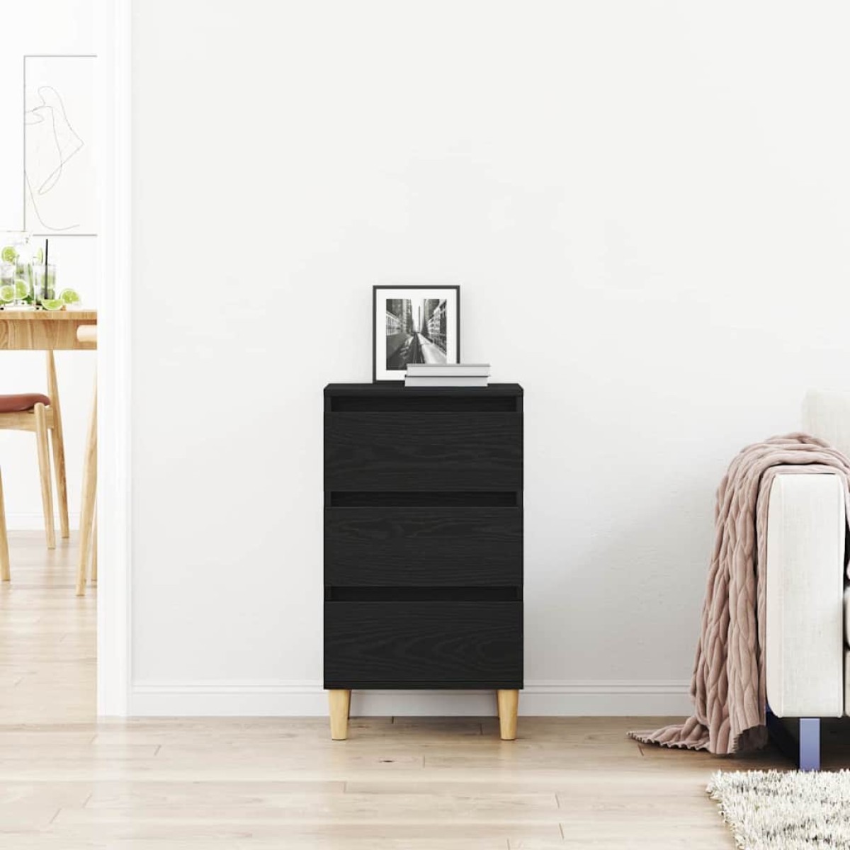 vidaXL Κομοδίνο Μαύρη Οξυά 40 x 35 x 70 εκ. Επεξεργασμένο Ξύλο