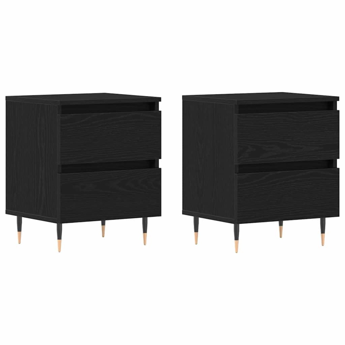 vidaXL Κομοδίνο 2 τμχ. Μαύρη Οξυά 40 x 35 x 50 εκ. Επεξεργασμένο Ξύλο