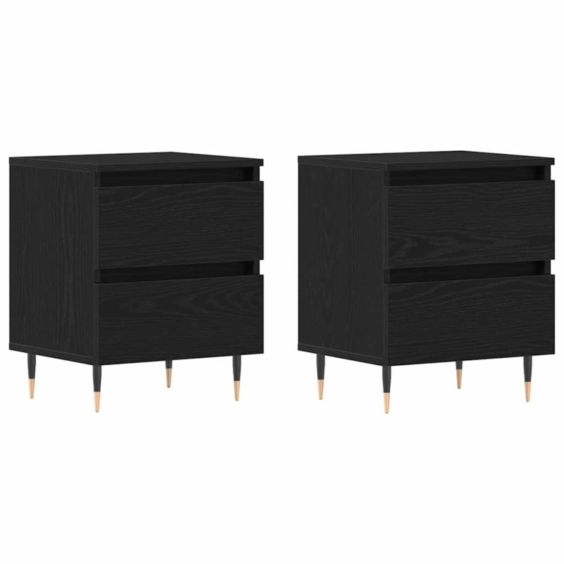 vidaXL Κομοδίνο 2 τμχ. Μαύρη Οξυά 40 x 35 x 50 εκ. Επεξεργασμένο Ξύλο