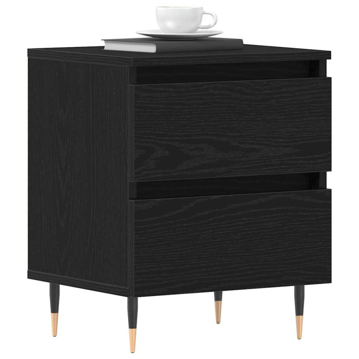 vidaXL Κομοδίνο 2 τμχ. Μαύρη Οξυά 40 x 35 x 50 εκ. Επεξεργασμένο Ξύλο