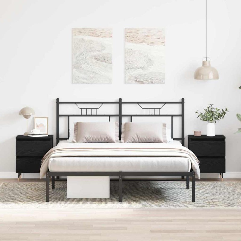 vidaXL Κομοδίνο 2 τμχ. Μαύρη Οξυά 40 x 35 x 50 εκ. Επεξεργασμένο Ξύλο