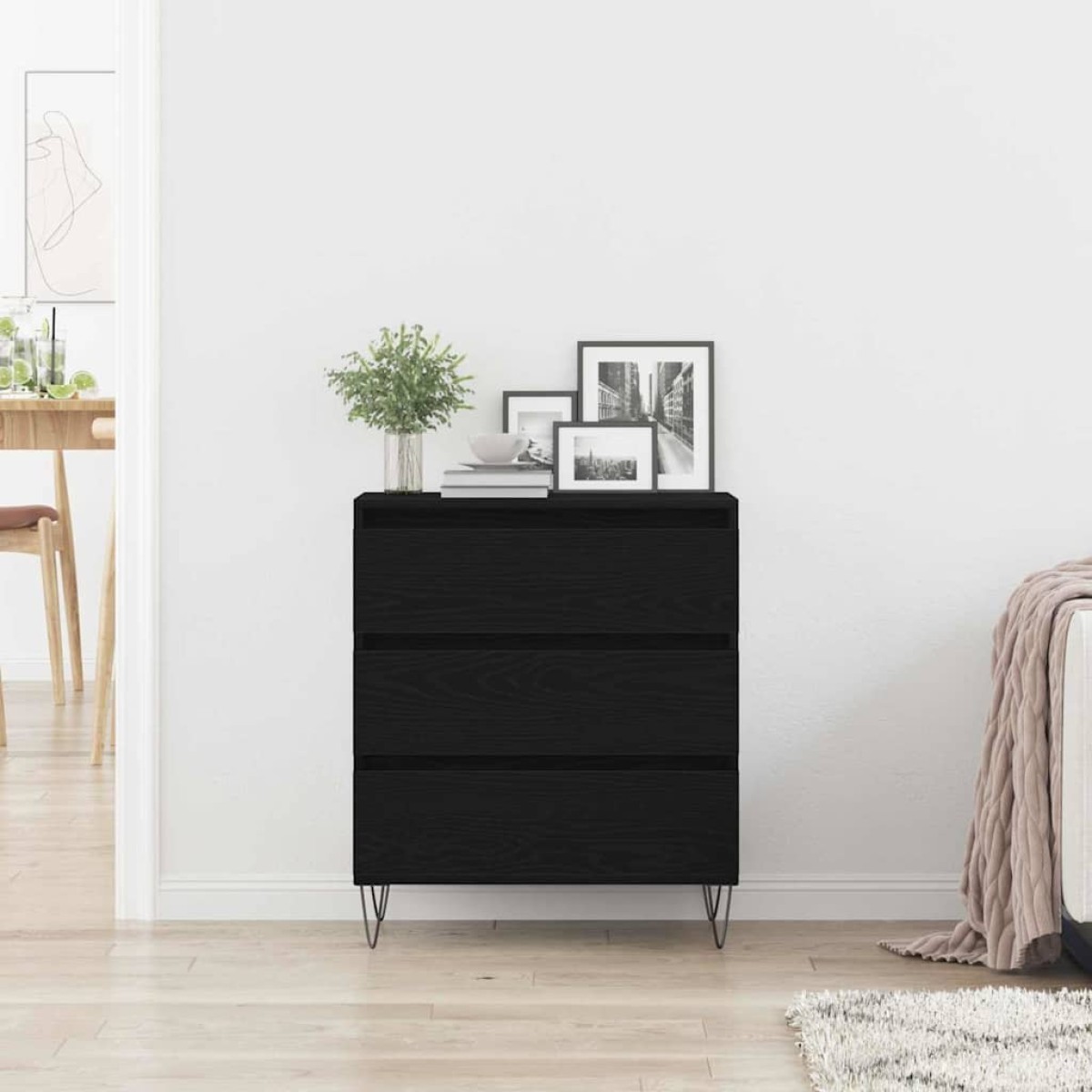 vidaXL Πλαϊνό γραφείο Μαύρη Οξυά 60 x 35 x 70 cm Επεξεργασμένο Ξύλο