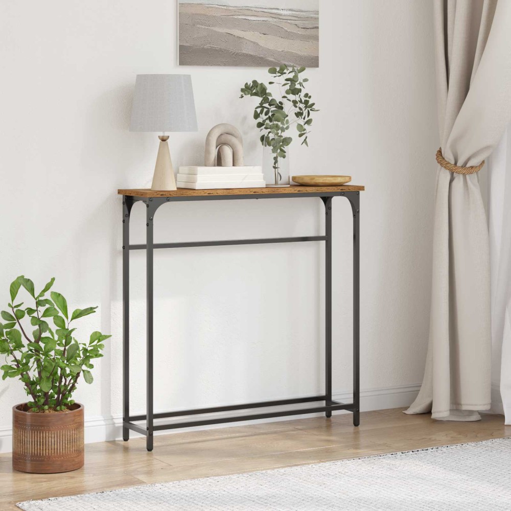 vidaXL Τραπέζι κονσόλας Παλιό ξύλο 75 x 19,5 x 75 εκ.