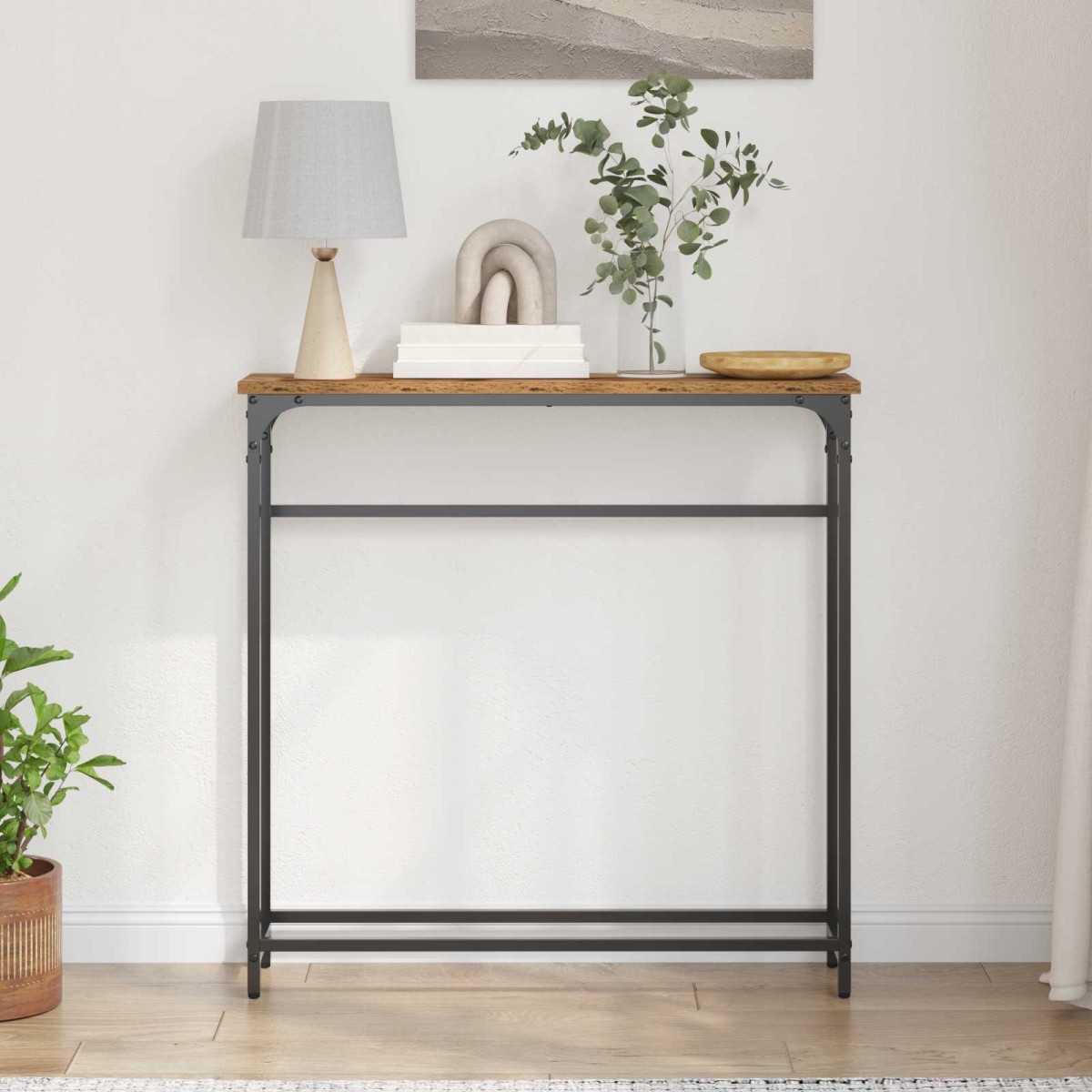 vidaXL Τραπέζι κονσόλας Παλιό ξύλο 75 x 19,5 x 75 εκ.