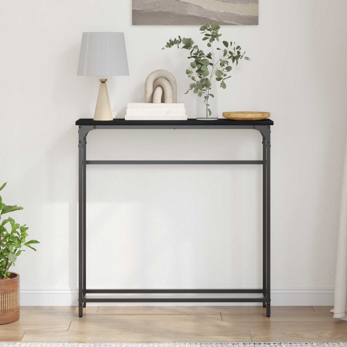 vidaXL Τραπέζι κονσόλας Μαύρη Οξυά 75 x 19,5 x 75 εκ.