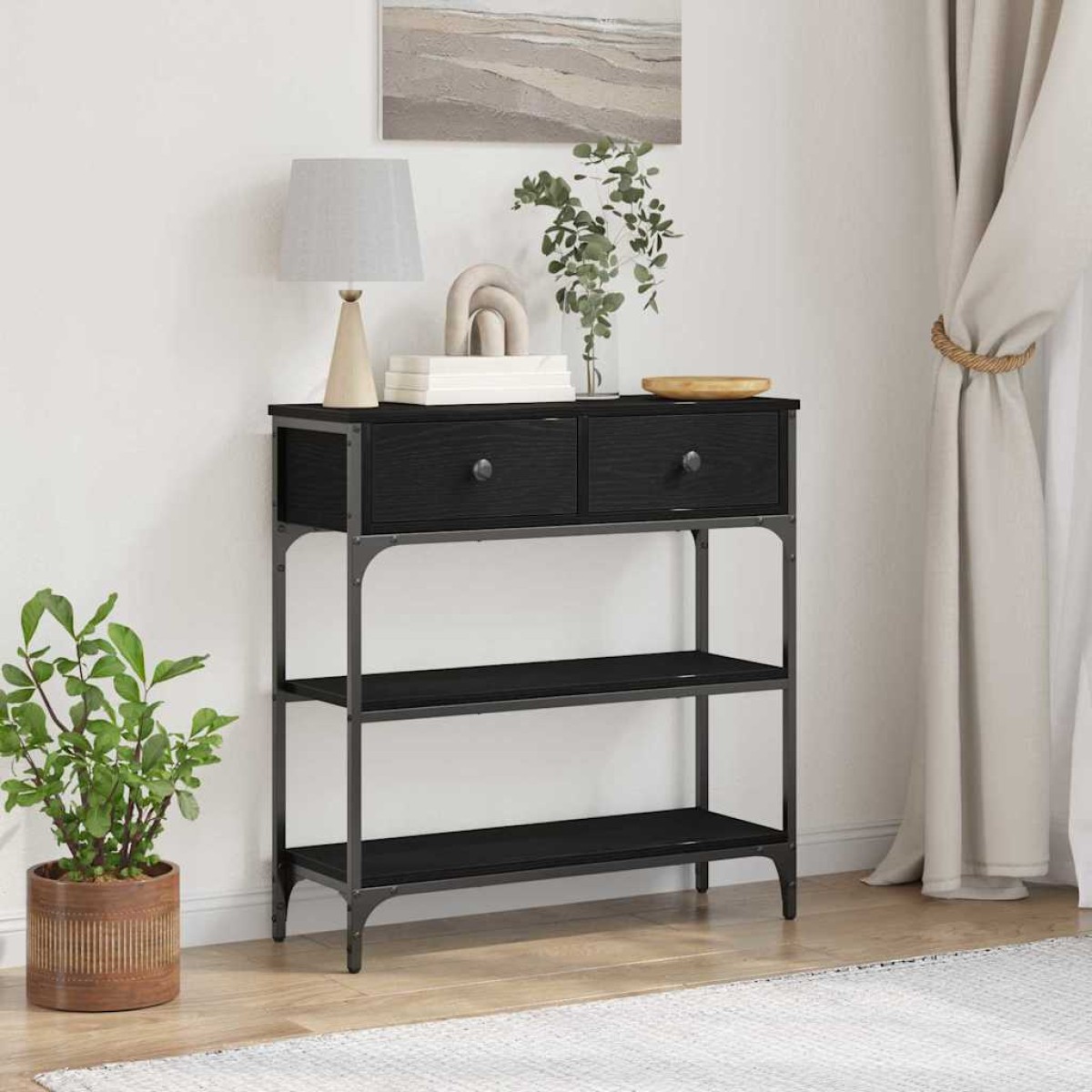 vidaXL Τραπέζι κονσόλας Μαύρη Οξυά 72.5 x 25 x 75 εκ.