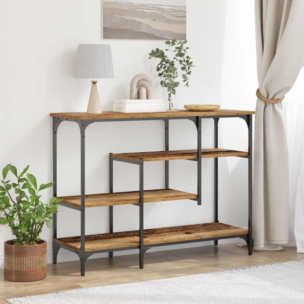 vidaXL Τραπέζι Κονσόλας με ράφι Παλαιό ξύλο 100 x 35 x 75 εκ.