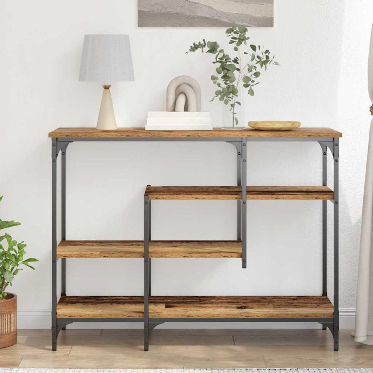 vidaXL Τραπέζι Κονσόλας με ράφι Παλαιό ξύλο 100 x 35 x 75 εκ.