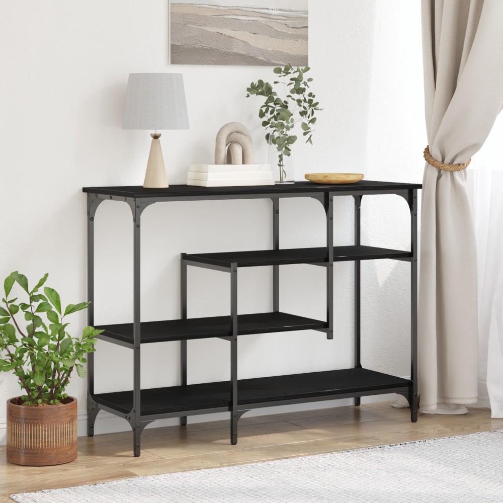 vidaXL Τραπέζι Κονσόλας με ράφι Μαύρη δρυς 100 x 35 x 75 εκ.