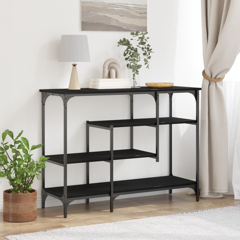 vidaXL Τραπέζι Κονσόλας με ράφι Μαύρη δρυς 100 x 35 x 75 εκ.
