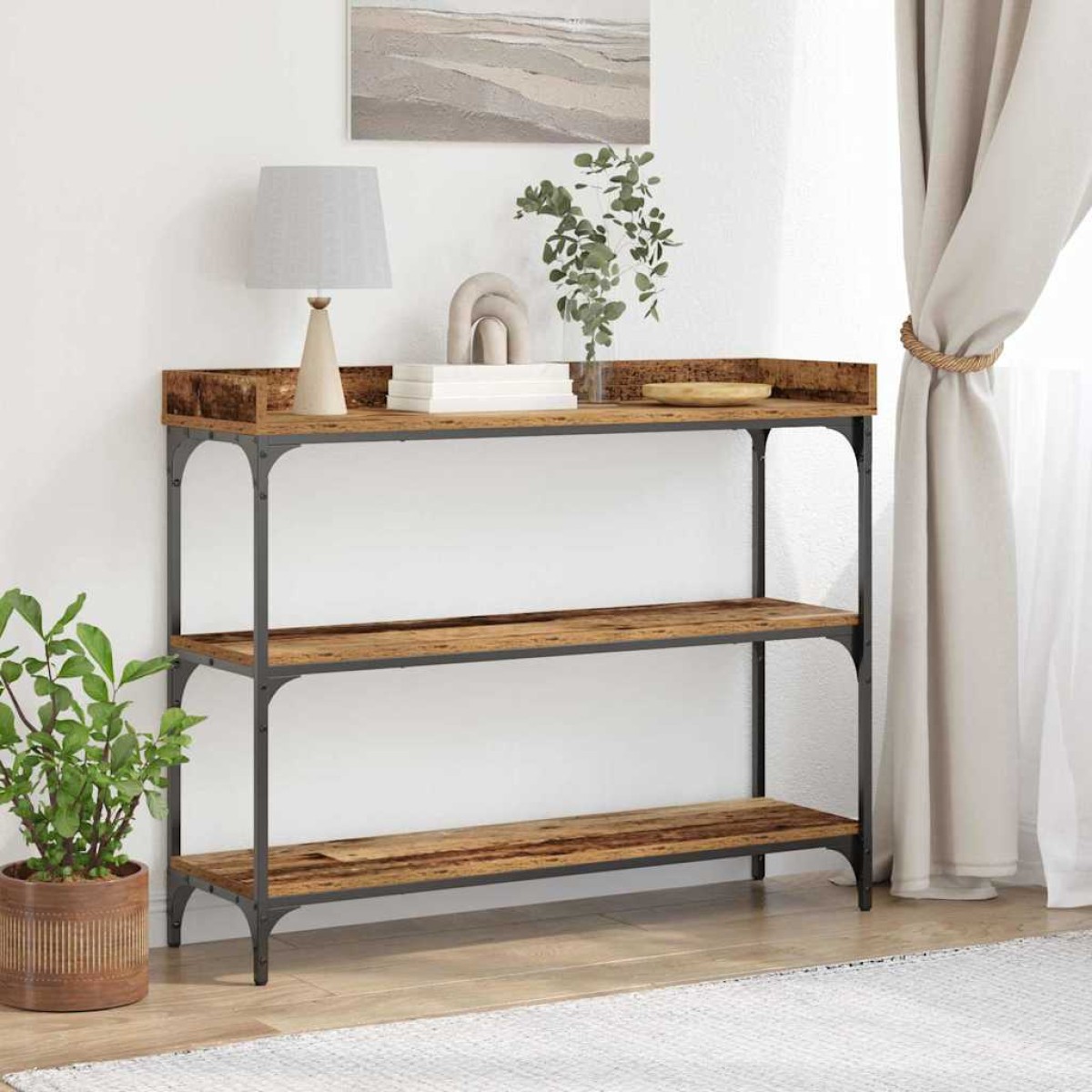vidaXL Τραπέζι Κονσόλας με ράφι Παλαιό ξύλο 100 x 30 x 80 εκατοστά