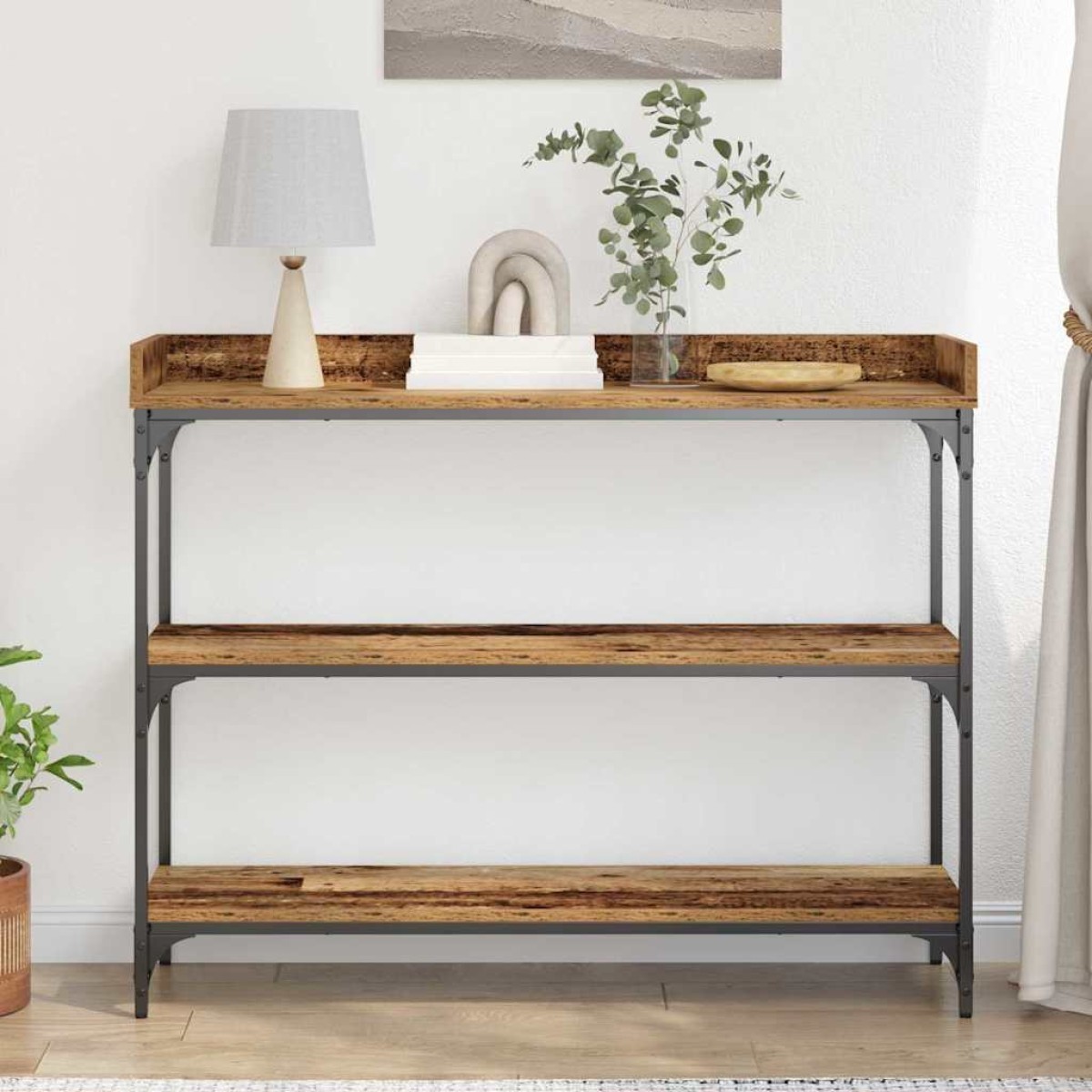 vidaXL Τραπέζι Κονσόλας με ράφι Παλαιό ξύλο 100 x 30 x 80 εκατοστά