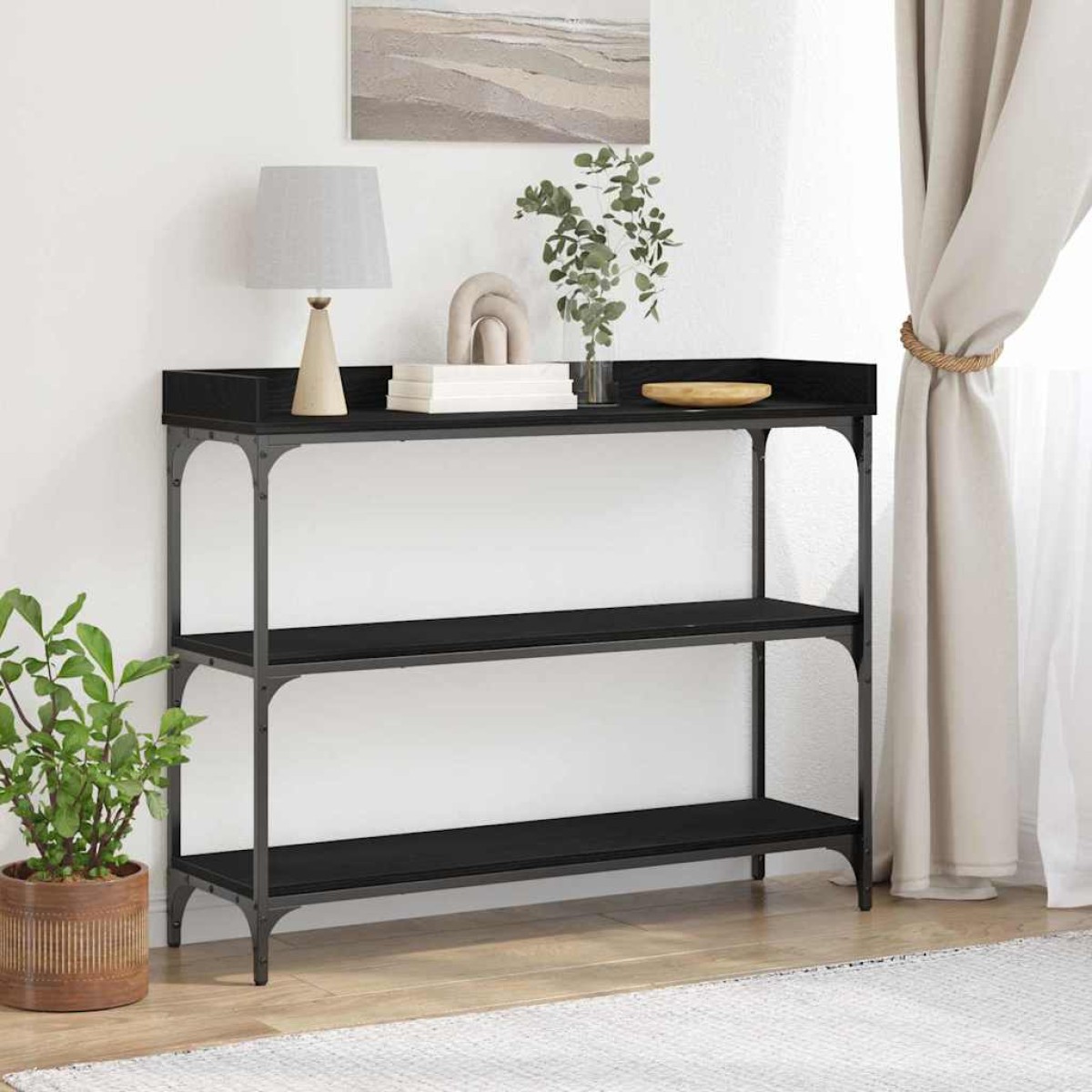 vidaXL Τραπέζι Κονσόλας με ράφι Μαύρη δρυς 100 x 30 x 80 εκατοστά