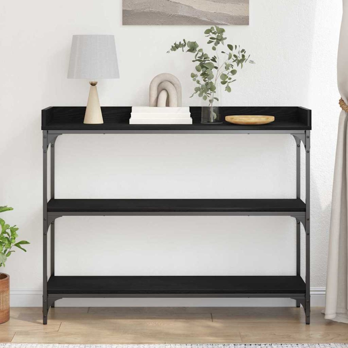 vidaXL Τραπέζι Κονσόλας με ράφι Μαύρη δρυς 100 x 30 x 80 εκατοστά