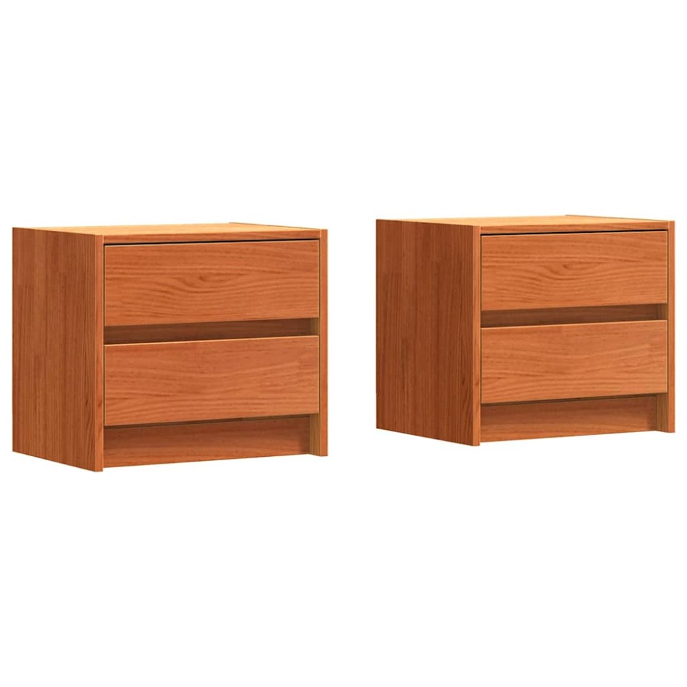 vidaXL Κομοδίνα 2 τεμ. Κερωτό καφέ 40 x 30.5 x 35.5 εκ Ξύλο Πεύκου