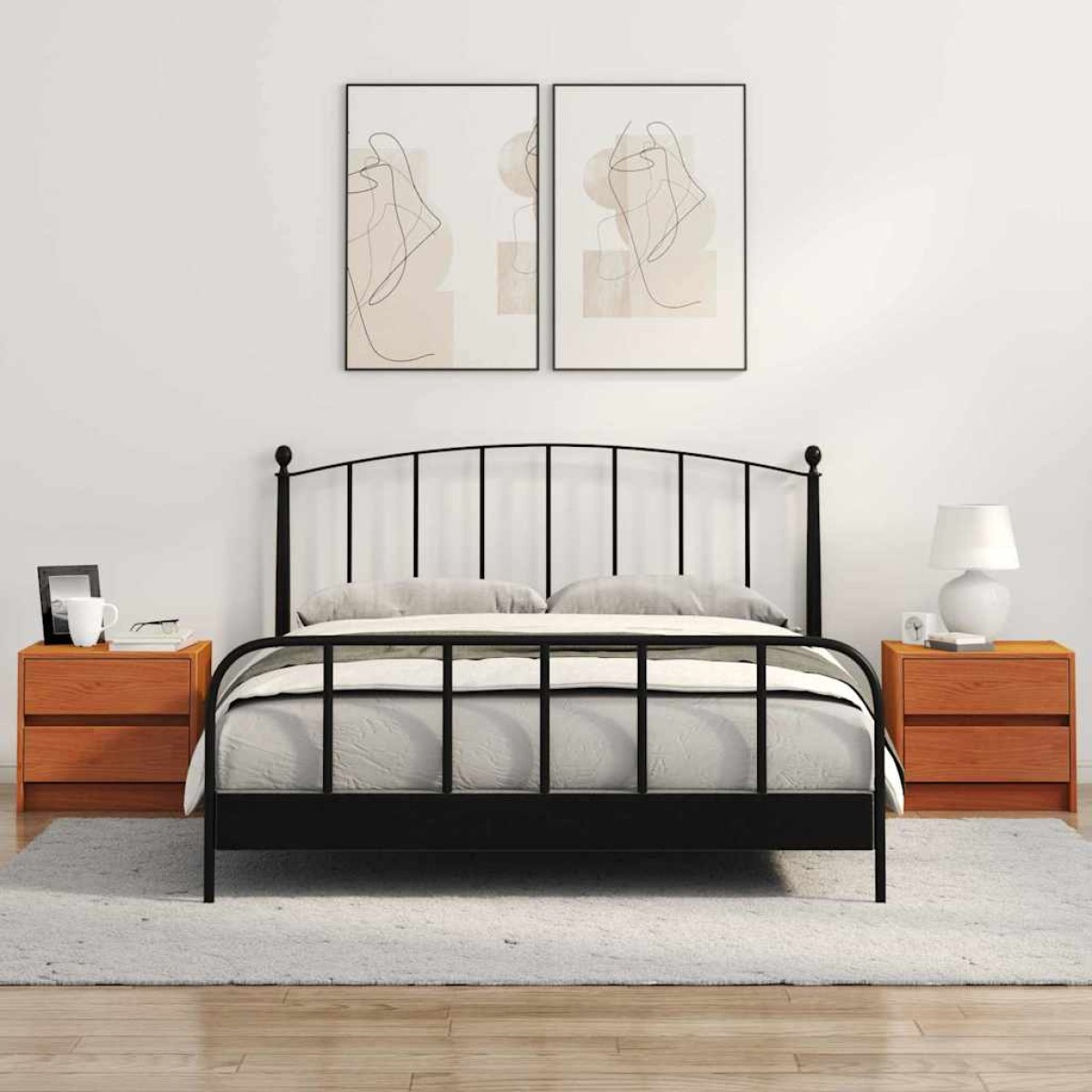 vidaXL Κομοδίνα 2 τεμ. Κερωτό καφέ 40 x 30.5 x 35.5 εκ Ξύλο Πεύκου
