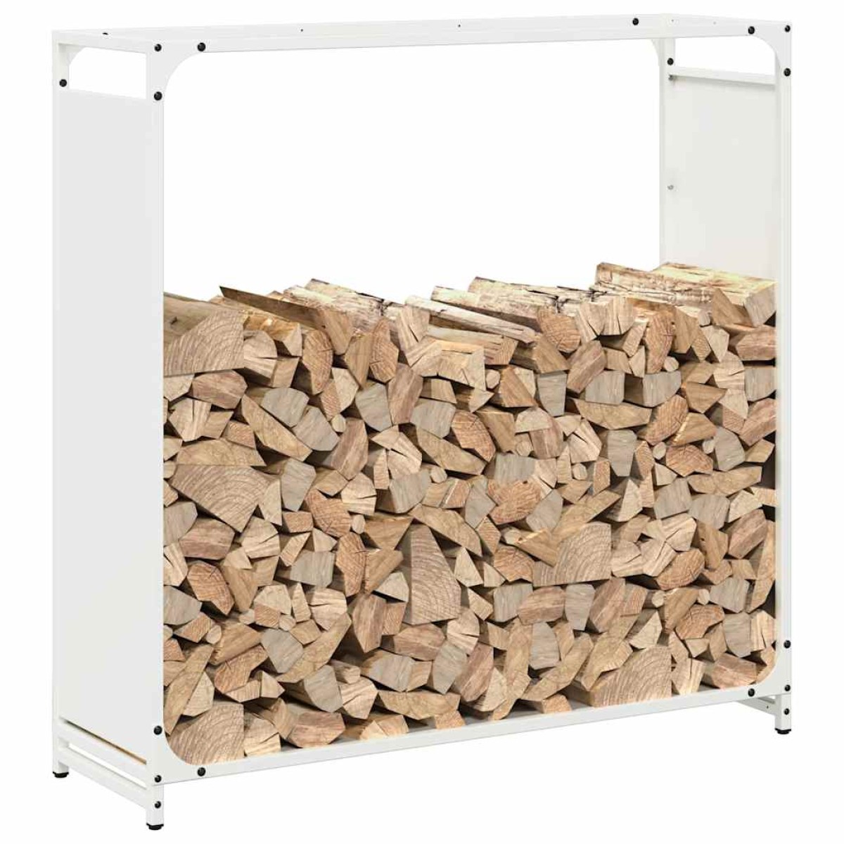 vidaXL Ράφι για καυσόξυλα Λευκό 90x28x90 cm Ατσάλι ψυχρής έλασης