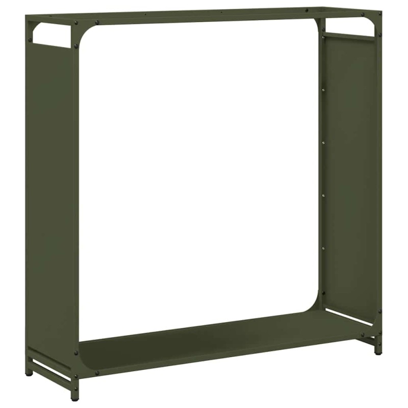 vidaXL Ράφι για καυσόξυλα Ελαιοπράσινο 90x28x90cm Ατσάλι ψυχρής έλασης