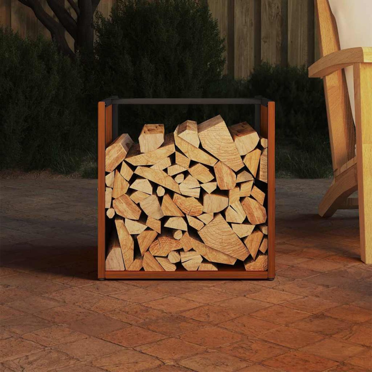 Ράφι για καυσόξυλα vidaXL 40x40x40 cm Ατσάλι σκληρυθέν στον αέρα