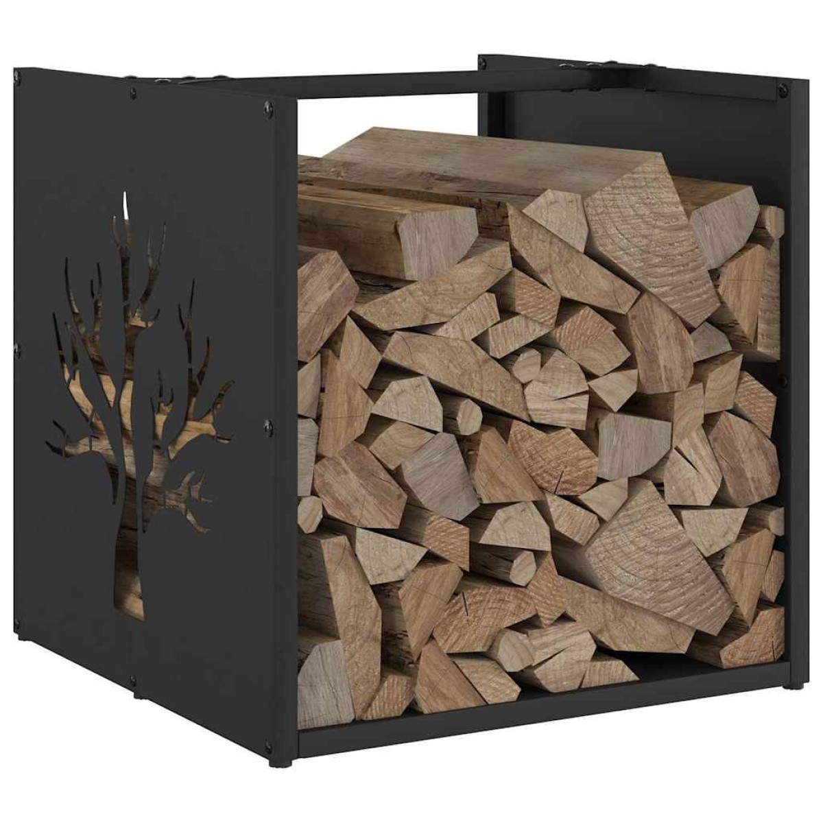 vidaXL Ράφι Καυσόξυλων Μαύρο 40x40x40 εκ. Χάλυβας ψυχρής έλασης