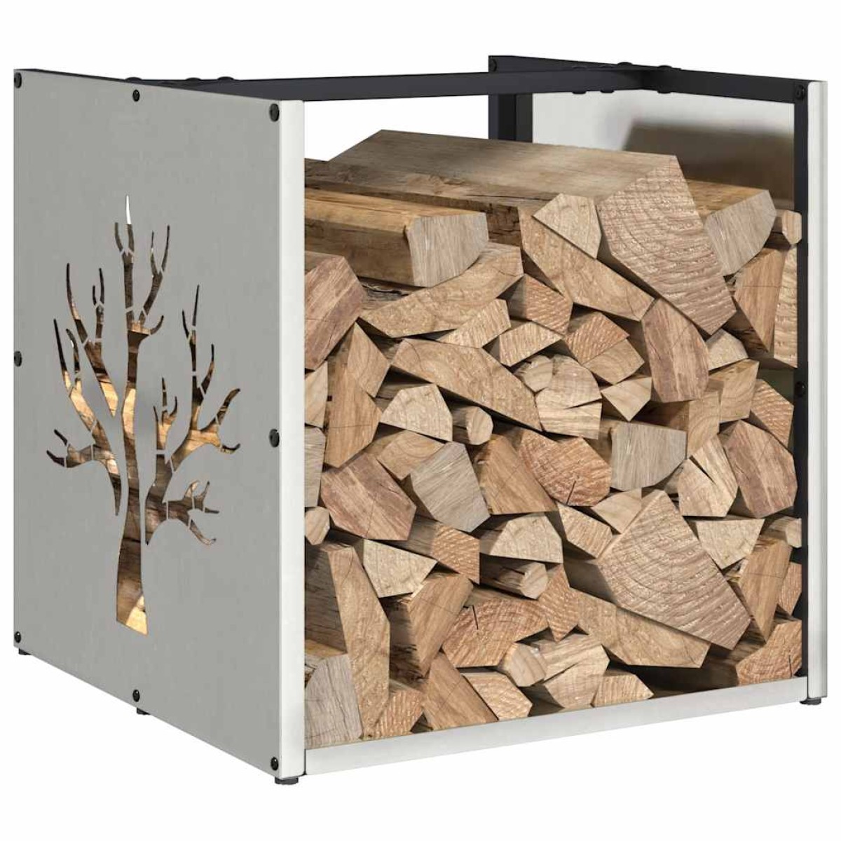 vidaXL Ραφιέρα Καυσόξυλων 40x40x40 εκ. από Ανοξείδωτο ατσάλι