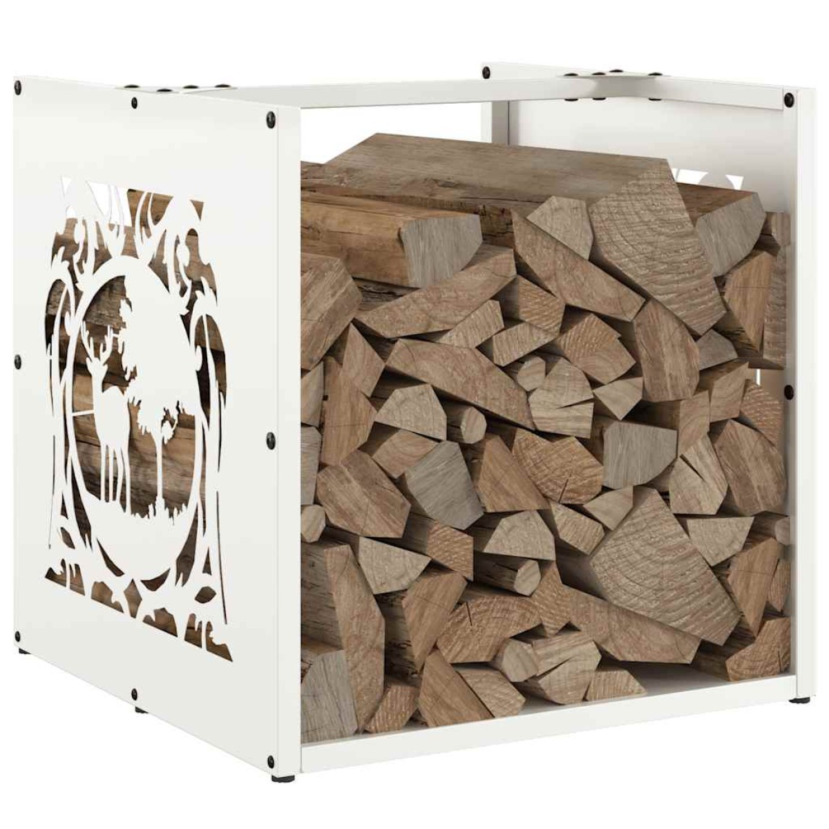 vidaXL Ράφι Καυσόξυλων Λευκό 40x40x40 εκ. Χάλυβας ψυχρής έλασης