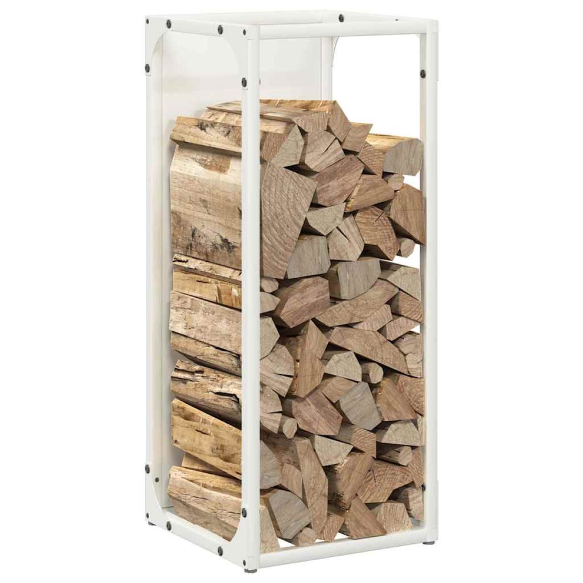 vidaXL Ράφι για καυσόξυλα Λευκό 25x25x60 cm Ατσάλι ψυχρής έλασης