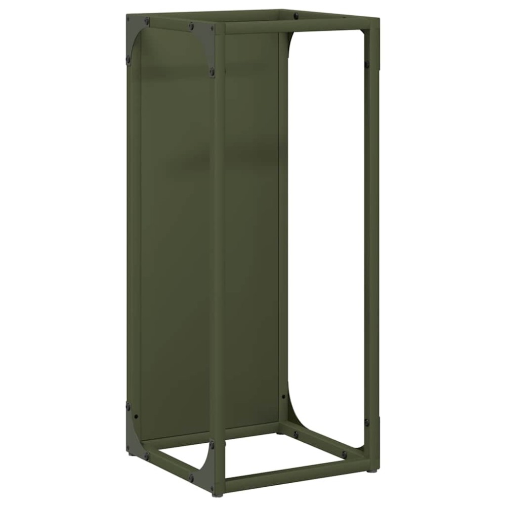 vidaXL Ράφι για καυσόξυλα Ελαιοπράσινο 25x25x60cm Ατσάλι ψυχρής έλασης