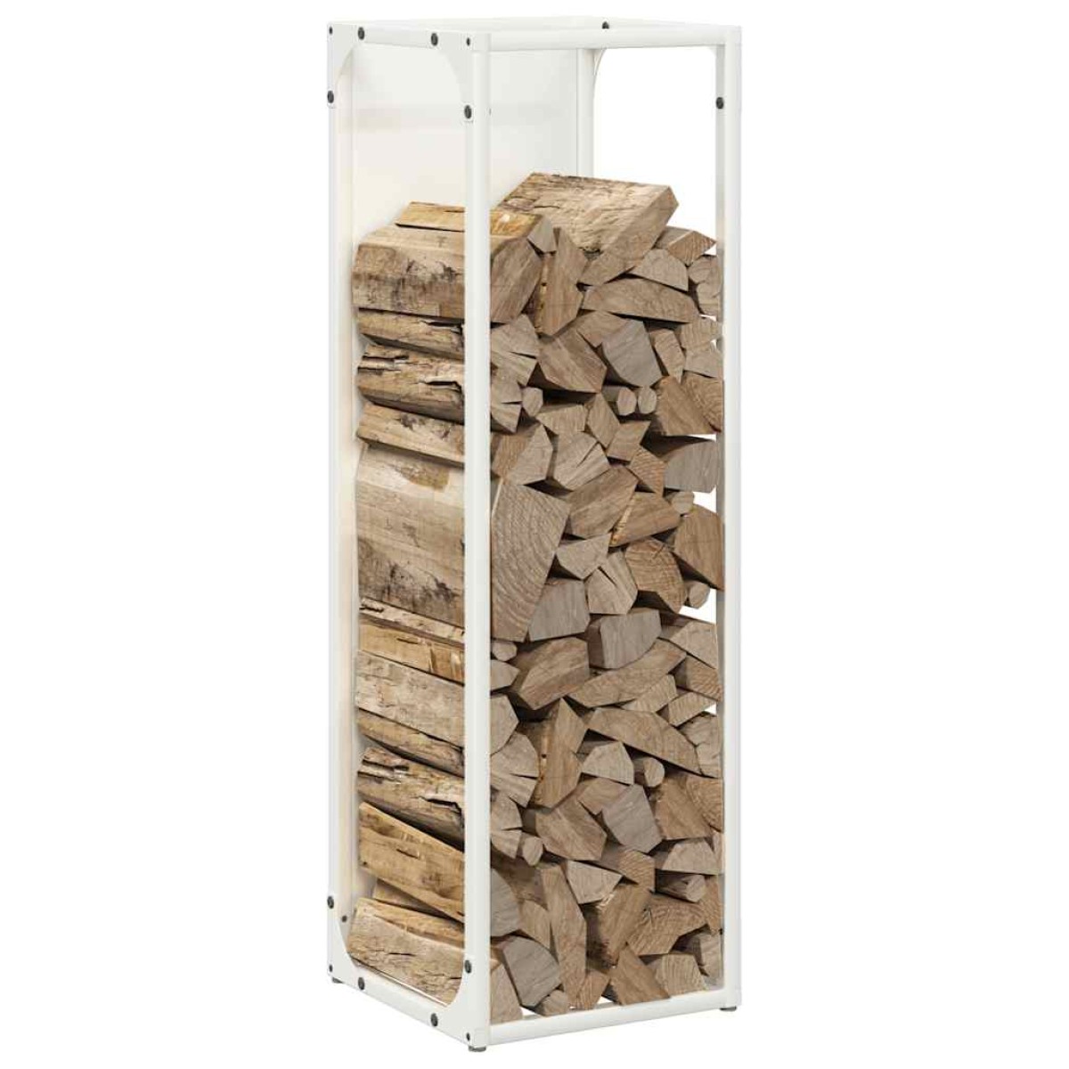 vidaXL Ράφι για καυσόξυλα Λευκό 25x25x80 cm Ατσάλι ψυχρής έλασης