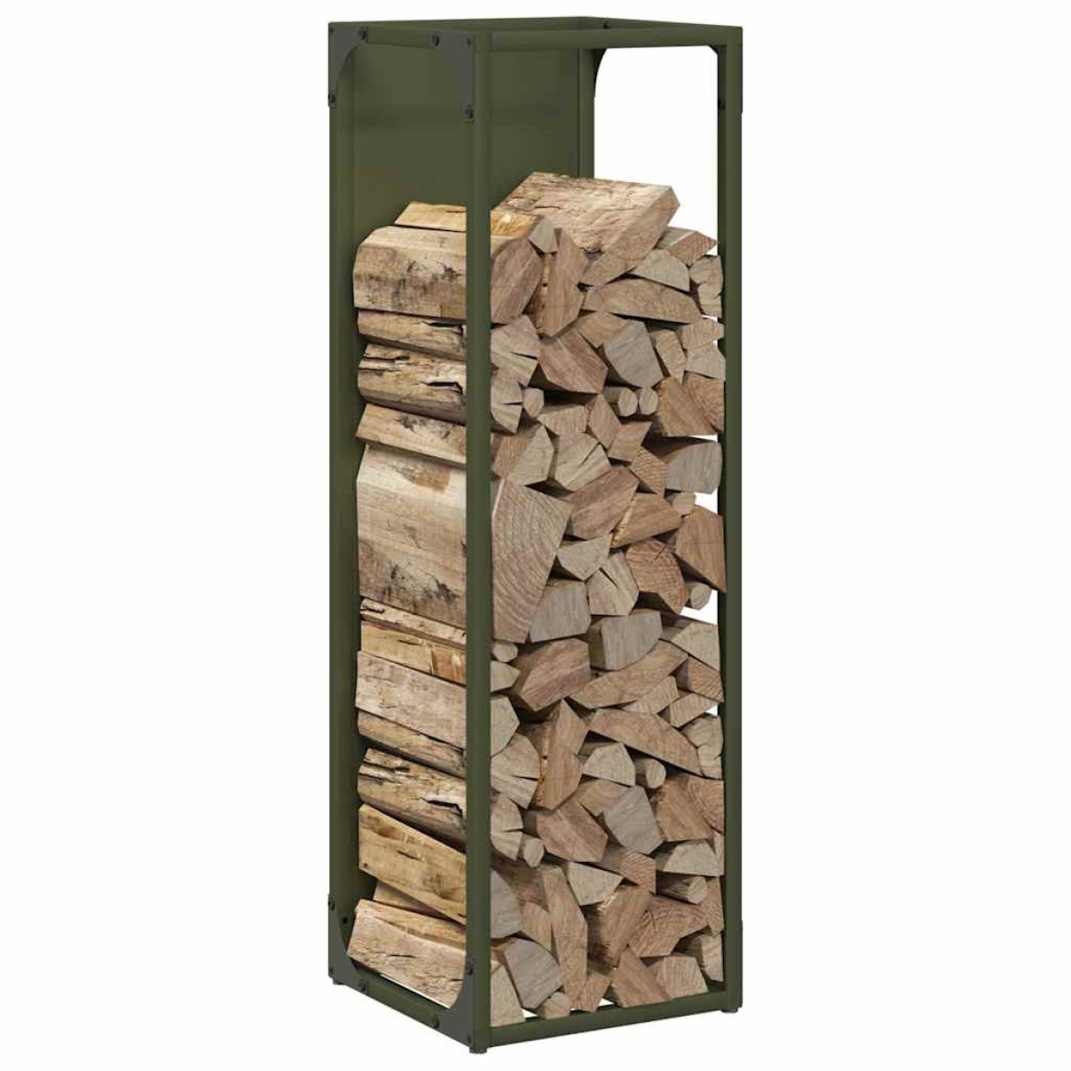vidaXL Ράφι για καυσόξυλα Ελαιοπράσινο 25x25x80cm Ατσάλι ψυχρής έλασης