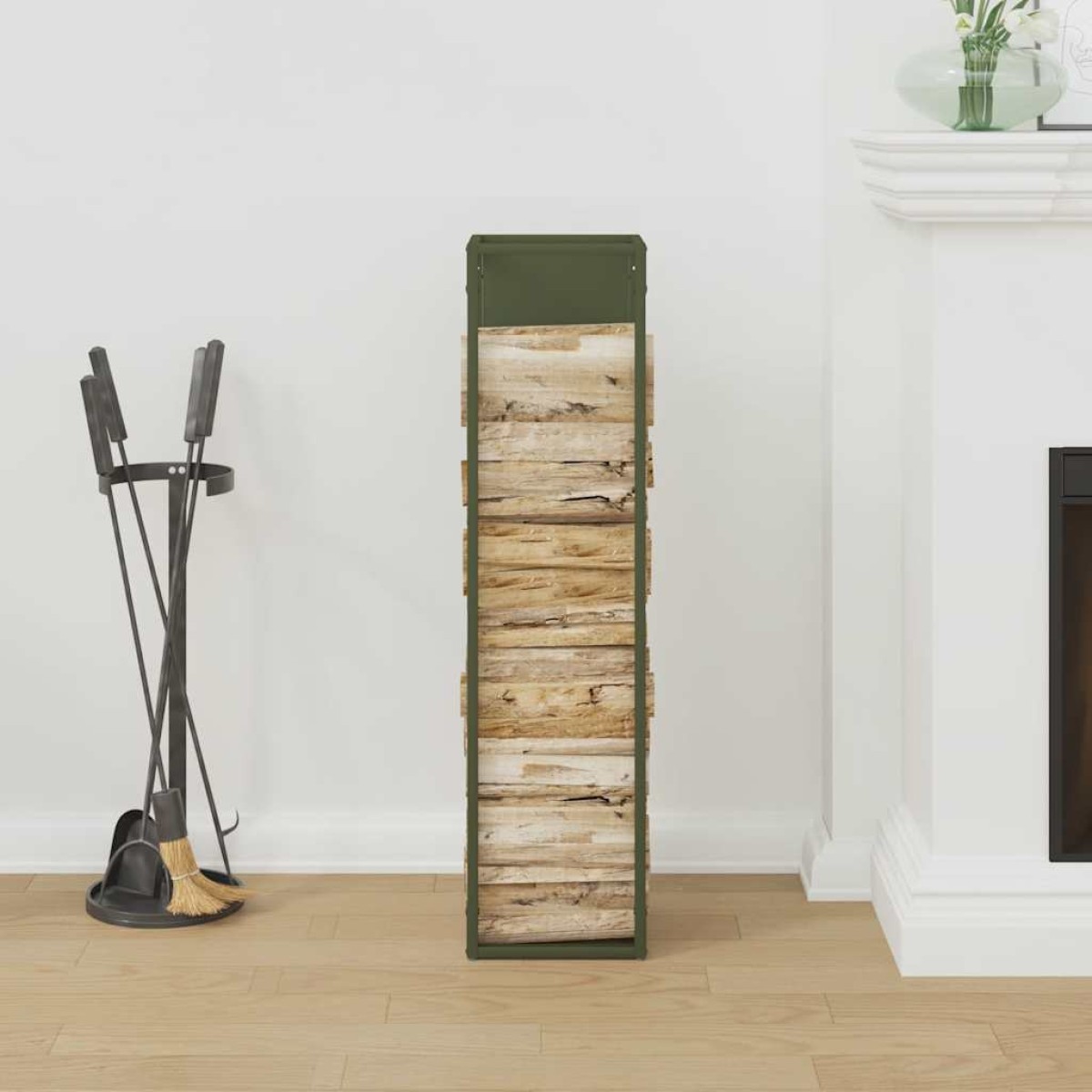 vidaXL Ράφι για καυσόξυλα 25x25x100 εκ. Ατσάλι ψυχρής έλασης