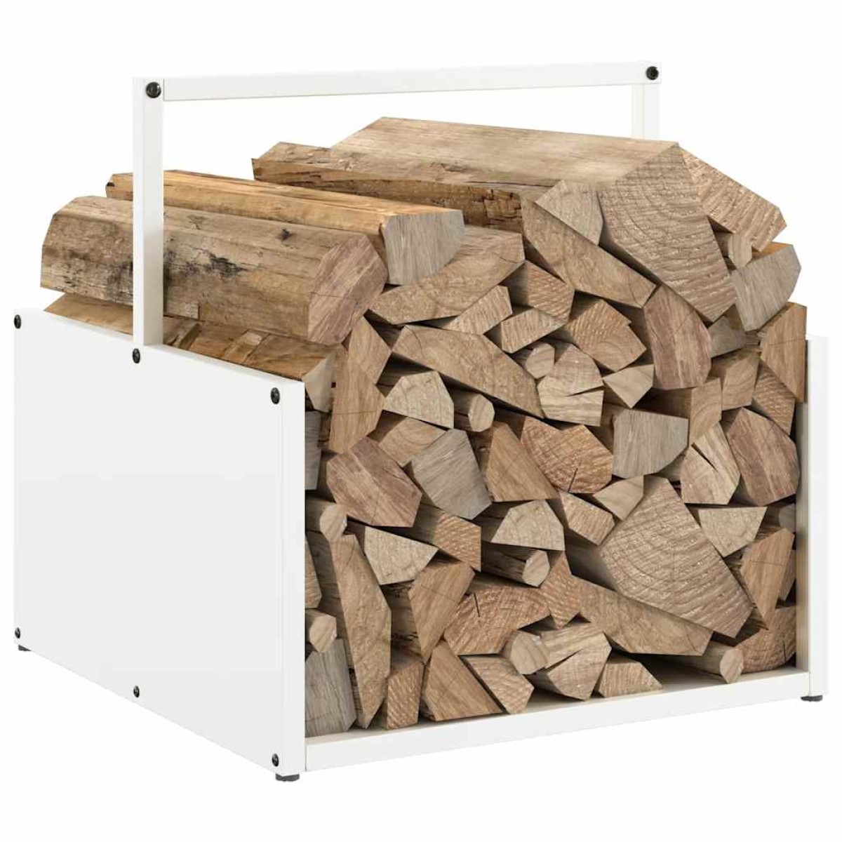vidaXL Ράφι Καυσόξυλων Λευκό 40x40x40 εκ. Χάλυβας ψυχρής έλασης