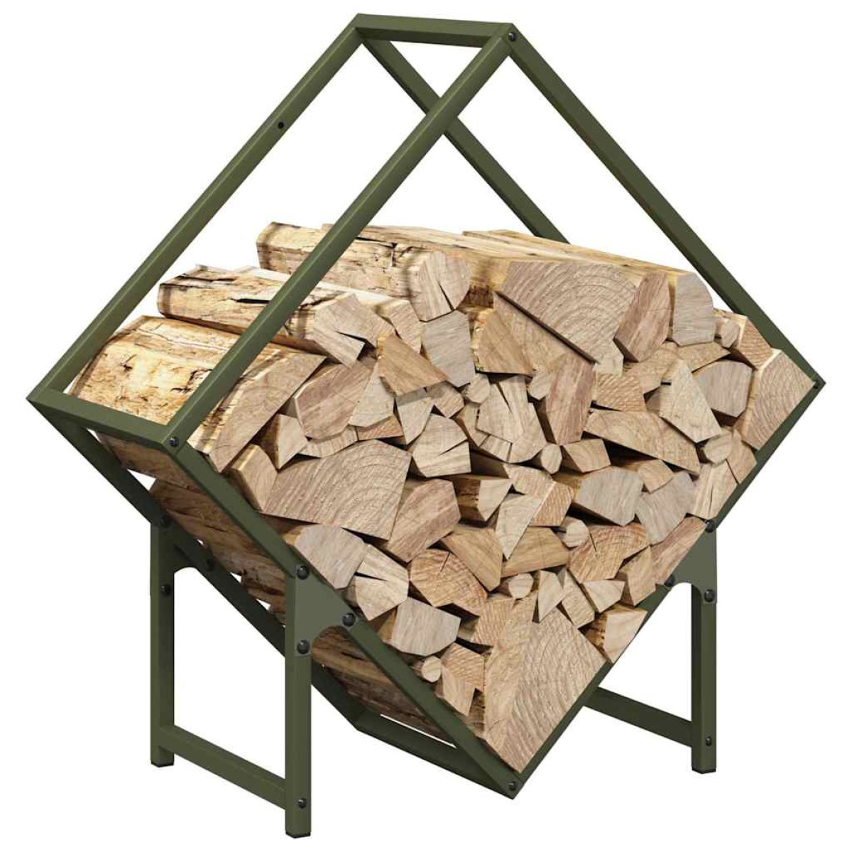 vidaXL Ράφι για καυσόξυλα Ελαιοπράσινο 60x25x60cm Ατσάλι ψυχρής έλασης