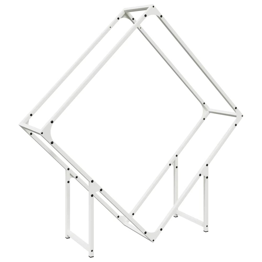 vidaXL Ράφι για καυσόξυλα Λευκό 100x25x100 cm Ατσάλι ψυχρής έλασης