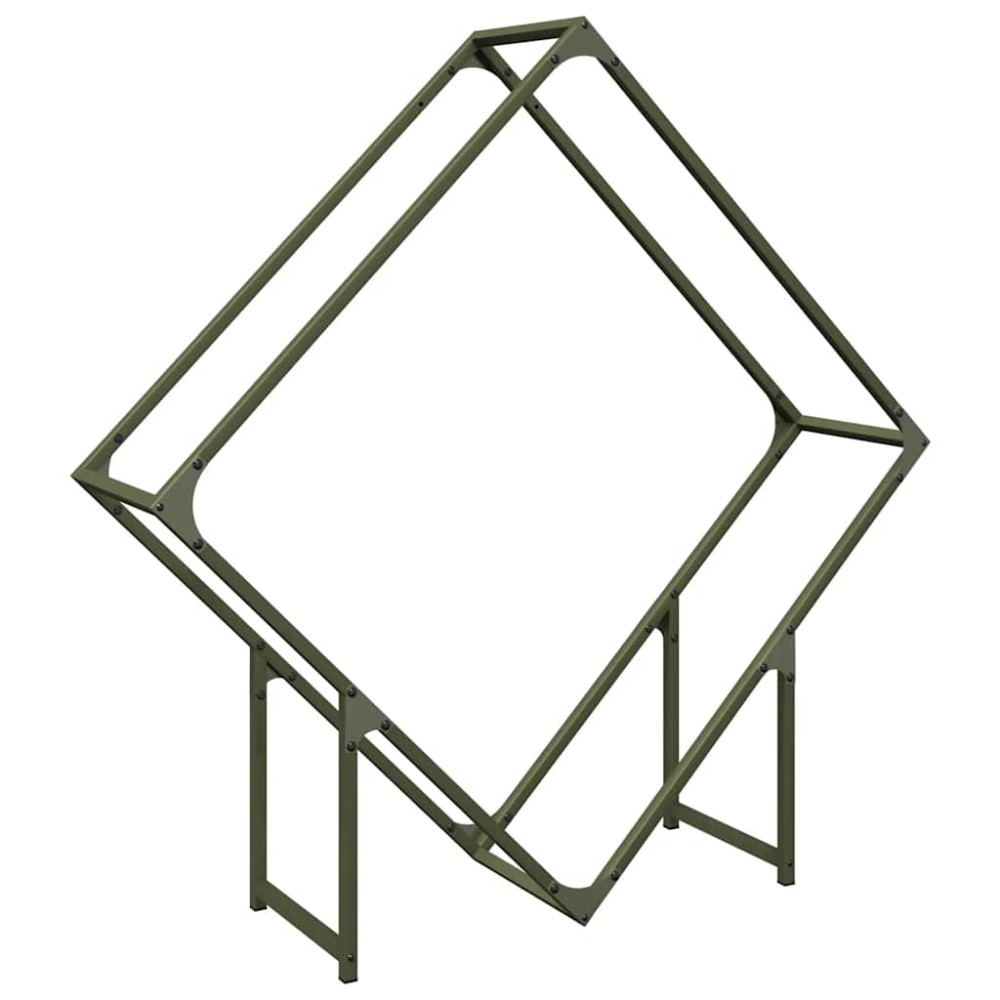 vidaXL Ράφι για καυσόξυλα Ελαιοπράσινο 100x25x100 cm