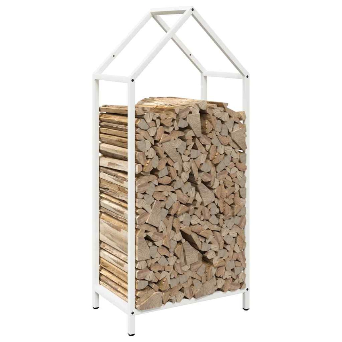 vidaXL Ράφι για καυσόξυλα Λευκό 40x25x90 εκ. Ατσάλι ψυχρής έλασης