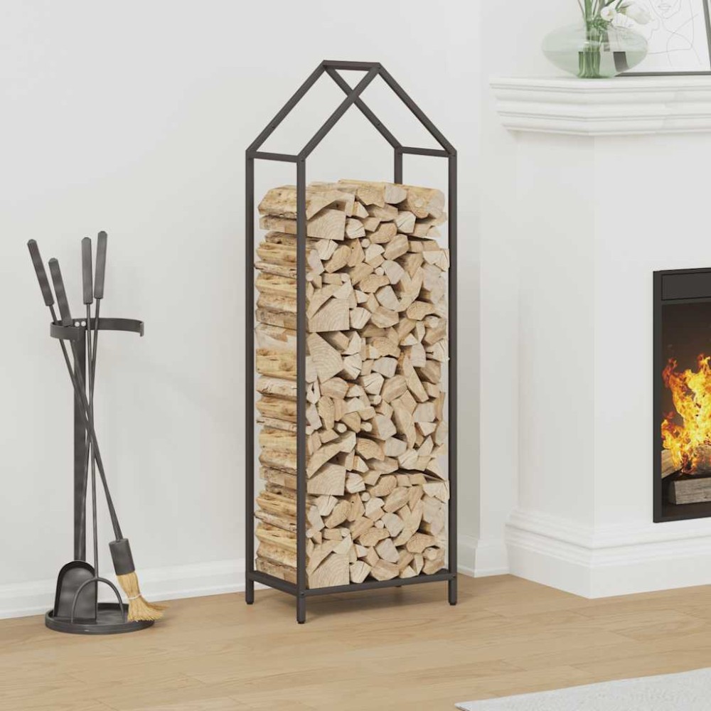 vidaXL Ράφι για καυσόξυλα Μαύρο 40x25x120 cm Ατσάλι ψυχρής έλασης
