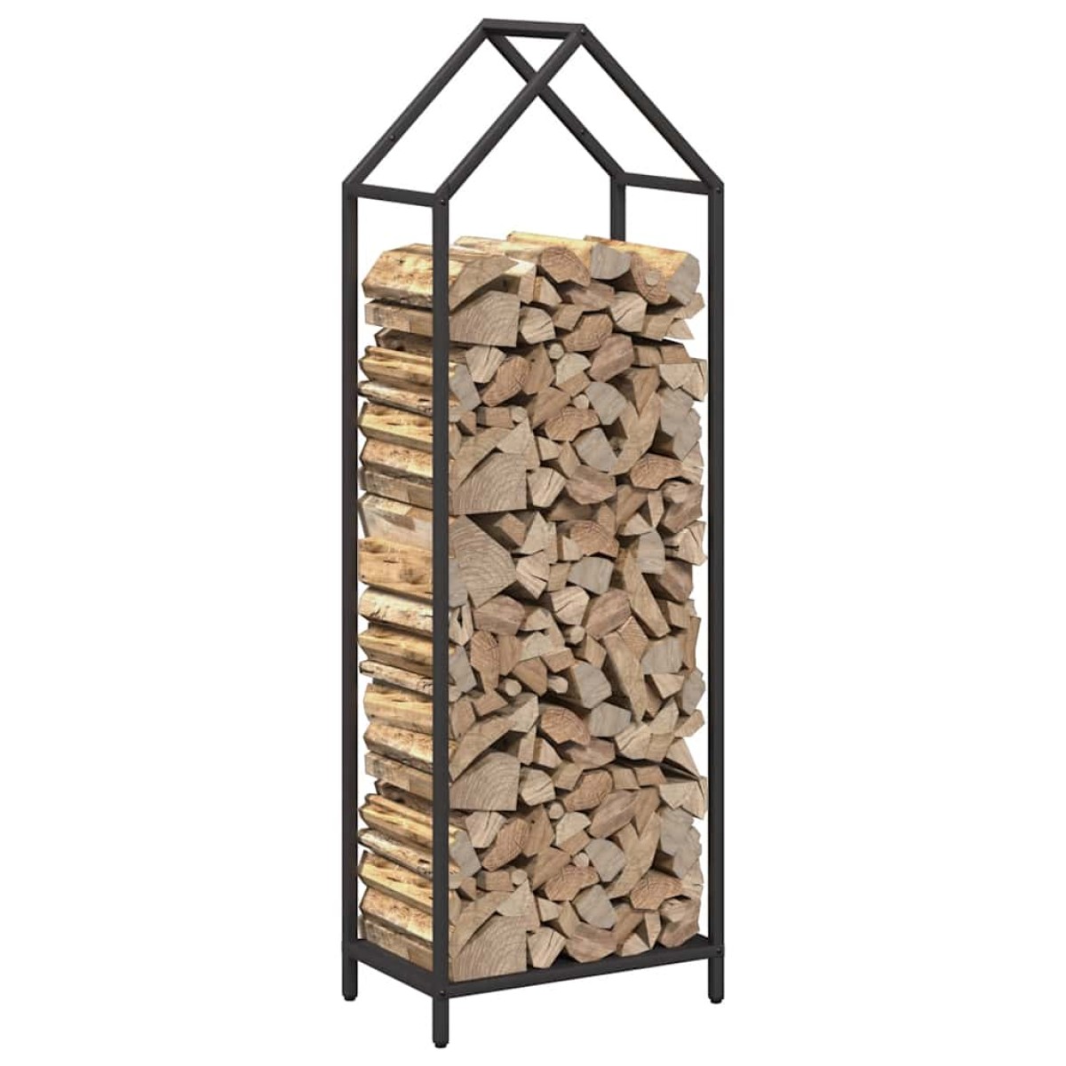 vidaXL Ράφι για καυσόξυλα Μαύρο 40x25x120 cm Ατσάλι ψυχρής έλασης