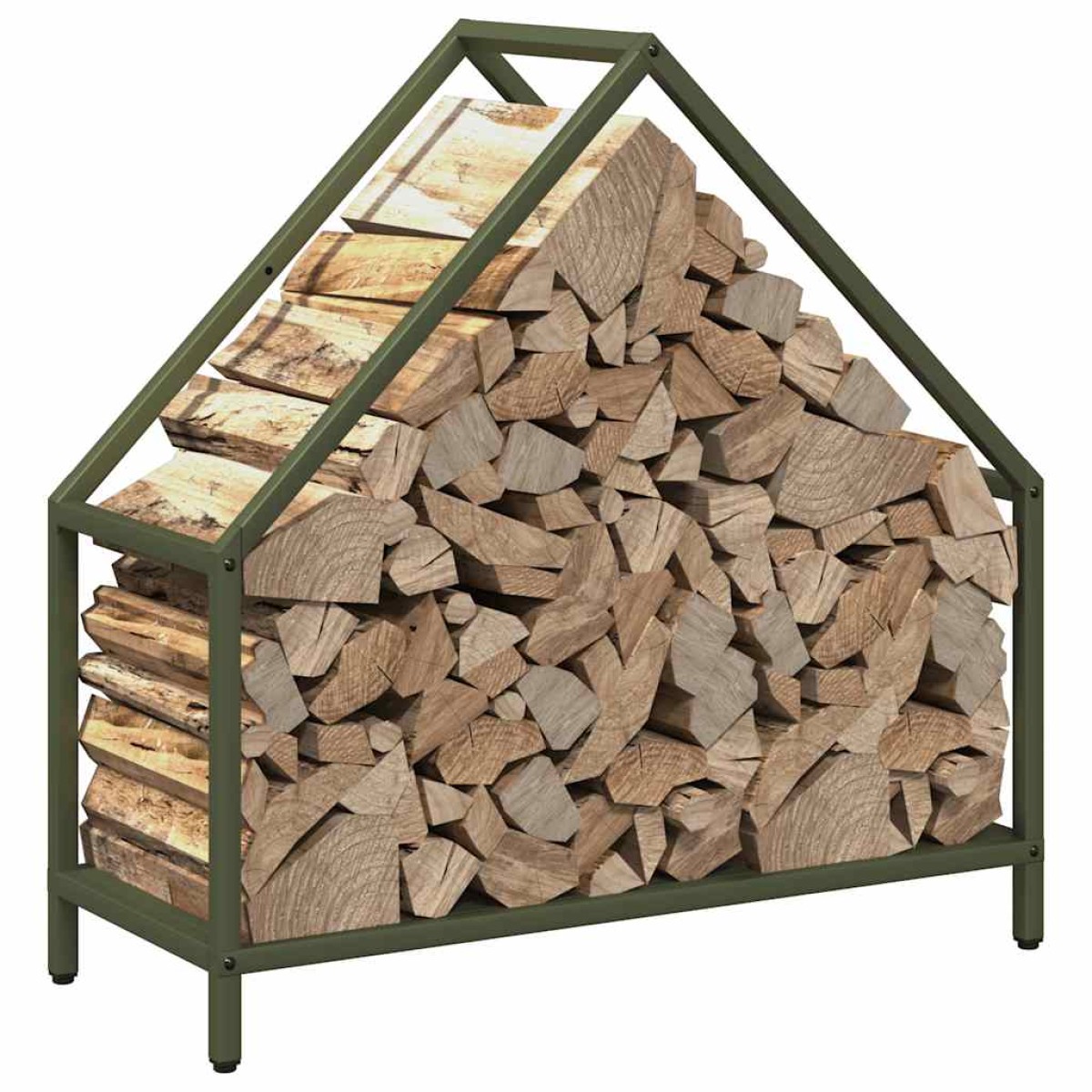 vidaXL Ράφι για καυσόξυλα Ελαιοπράσινο 60x25x60cm Ατσάλι ψυχρής έλασης
