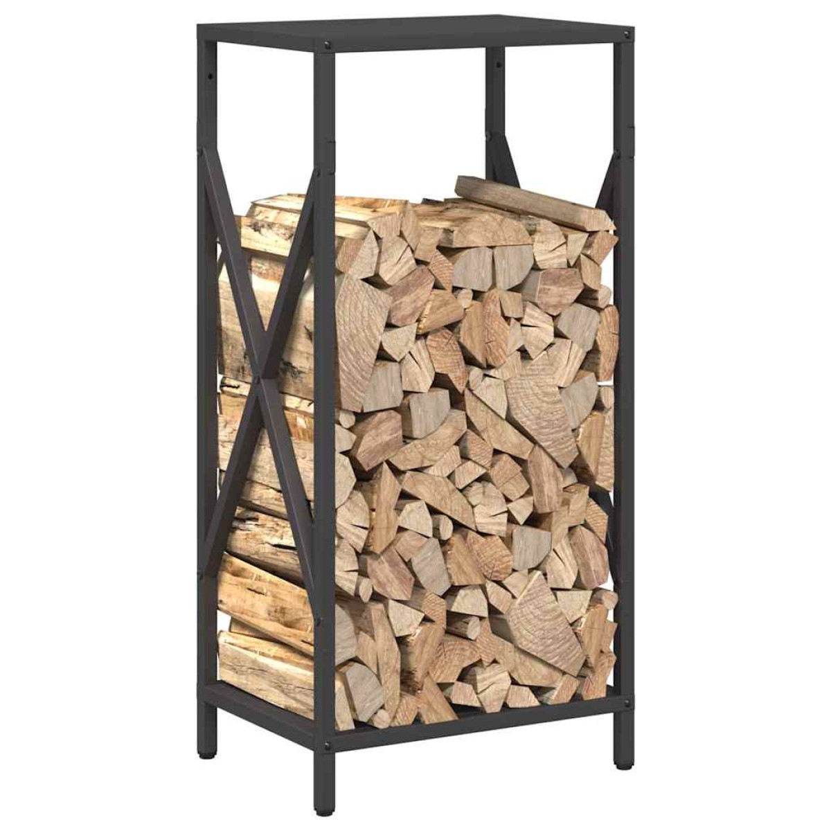 vidaXL Ράφι για καυσόξυλα Μαύρο 34x25x70 cm Ατσάλι ψυχρής έλασης
